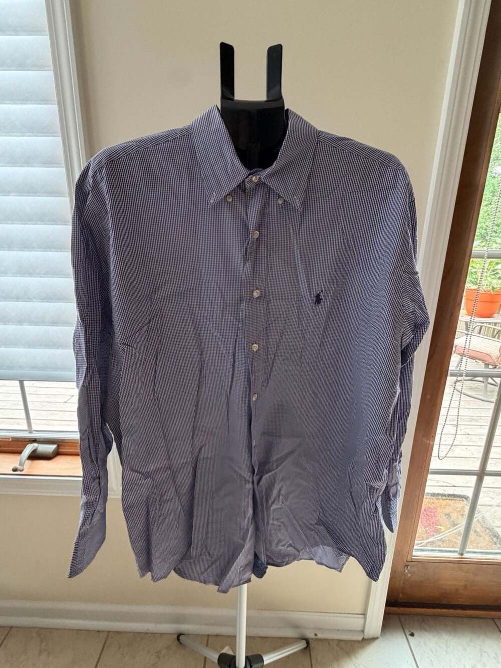 Ralph Lauren Yarmouth 100% Cotton Blue Gingham Check Button Down Shirt